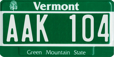 VT license plate AAK104