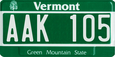 VT license plate AAK105