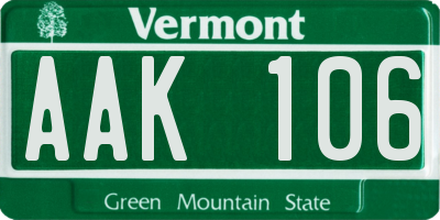 VT license plate AAK106