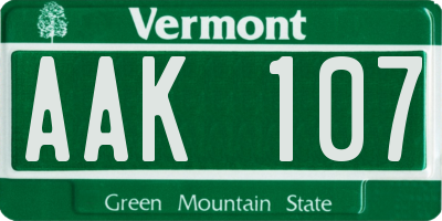 VT license plate AAK107