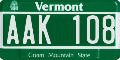 VT license plate AAK108