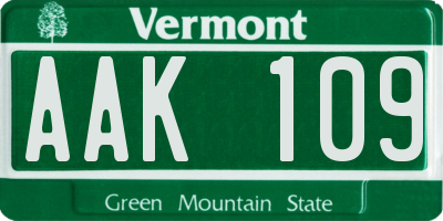 VT license plate AAK109