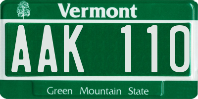 VT license plate AAK110