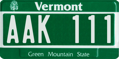 VT license plate AAK111