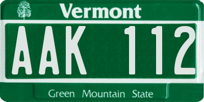 VT license plate AAK112