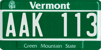 VT license plate AAK113