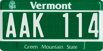 VT license plate AAK114