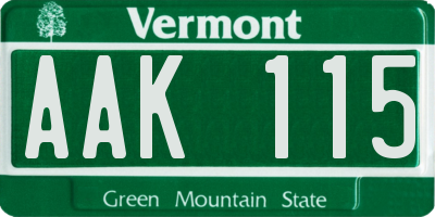 VT license plate AAK115