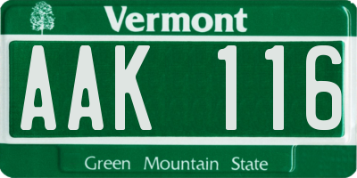 VT license plate AAK116