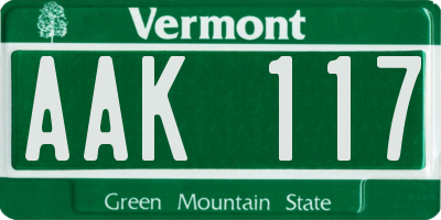 VT license plate AAK117