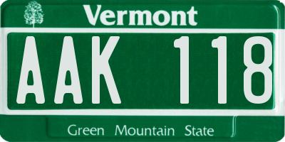 VT license plate AAK118