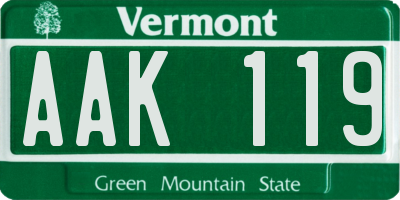 VT license plate AAK119