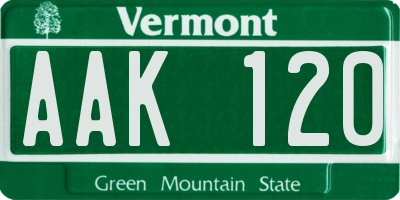 VT license plate AAK120