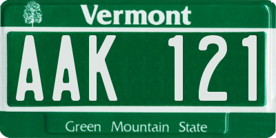 VT license plate AAK121