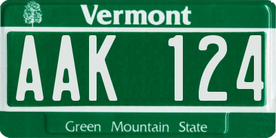 VT license plate AAK124