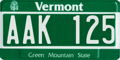 VT license plate AAK125