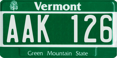 VT license plate AAK126