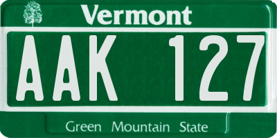 VT license plate AAK127