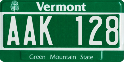 VT license plate AAK128