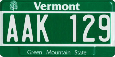 VT license plate AAK129