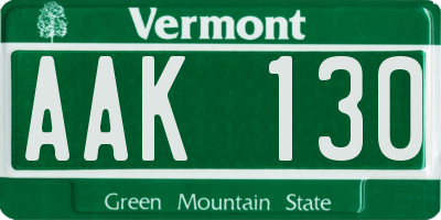 VT license plate AAK130