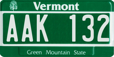 VT license plate AAK132