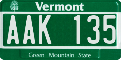 VT license plate AAK135