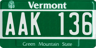 VT license plate AAK136