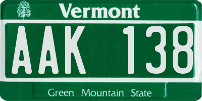 VT license plate AAK138