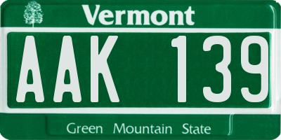 VT license plate AAK139