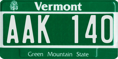 VT license plate AAK140