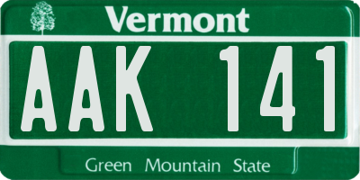 VT license plate AAK141