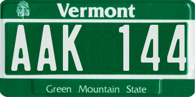 VT license plate AAK144