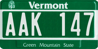 VT license plate AAK147