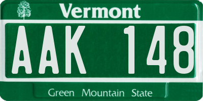 VT license plate AAK148