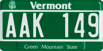 VT license plate AAK149