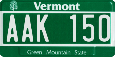 VT license plate AAK150