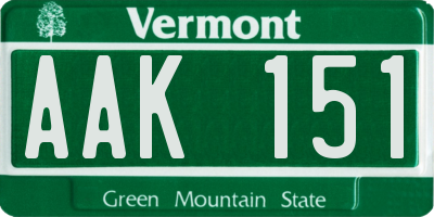 VT license plate AAK151