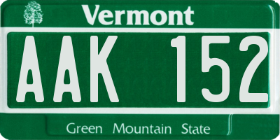 VT license plate AAK152