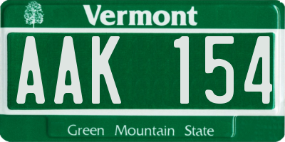 VT license plate AAK154