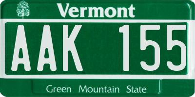 VT license plate AAK155