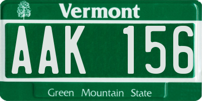 VT license plate AAK156