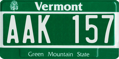 VT license plate AAK157