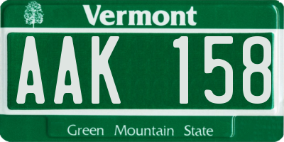 VT license plate AAK158