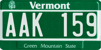 VT license plate AAK159