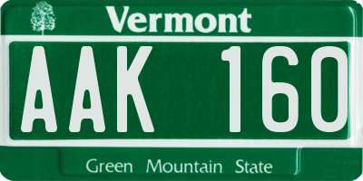 VT license plate AAK160