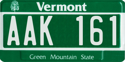 VT license plate AAK161