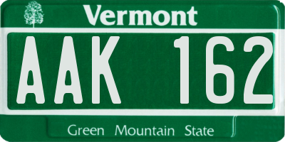 VT license plate AAK162