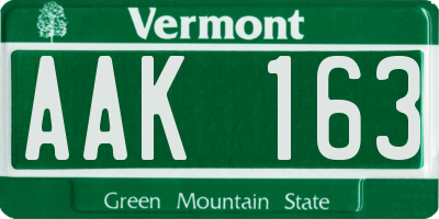 VT license plate AAK163