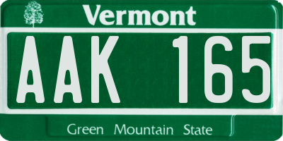 VT license plate AAK165